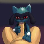  ambiguous_gender anthro big_penis bodily_fluids duo first_person_view foreskin generation_4_pokemon genitals gradient_background hi_res human lewdkitten069 looking_at_viewer male male/ambiguous mammal nintendo oral paws penis pokemon pokemon_(species) riolu saliva simple_background size_difference 