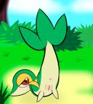  animated anus ass_up female feral generation_5_pokemon genitals grass hi_res jhussethy nintendo plant pokemon pokemon_(species) presenting presenting_anus presenting_pussy pussy raised_tail snivy solo tail 
