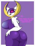  anthro anthrofied bat big_breasts big_butt breasts butt butt_focus digital_media_(artwork) enderbendr female generation_7_pokemon hi_res legendary_pokemon looking_at_viewer looking_back lunala mammal nintendo nude open_mouth pokemon pokemon_(species) simple_background solo text thick_thighs wide_hips 