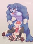 abdominal_bulge abs anal anal_orgasm anal_penetration animal_genitalia animal_penis anthro anthro_on_anthro anthro_penetrated anthro_penetrating anthro_penetrating_anthro anthrofied balls big_knot big_penis black_body black_eyes black_fur blep blin_(tloz) blue_body blue_eyes blue_fur blush blush_lines bodily_fluids butt canid canine canine_genitalia canine_penis canis cum cum_in_ass cum_inside cum_on_body cum_on_butt cum_on_face cum_on_ground cum_on_neck digital_media_(artwork) dripping duo ear_piercing ear_ring ejaculation erection fluffydisk42 from_front_position fur genital_fluids genitals hands-free hi_res knot knotted_penis link_(wolf_form) looking_pleasured lying male male/male male_penetrated male_penetrating male_penetrating_male mammal moblin muscular muscular_anthro muscular_male nintendo nude on_back orgasm pawpads pecs penetration penis piercing red_sclera reverse_wheelbarrow_position ring_piercing saliva saliva_string sex simple_background size_difference the_legend_of_zelda tongue tongue_out tremble_lines tusks twilight_princess white_body white_fur wolf 