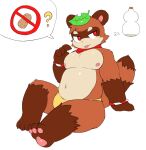  anthro asian_clothing belly canid canine clothed clothing east_asian_clothing fur headgear headwear hi_res japanese_clothing kemono leaf male mammal navel partially_clothed raccoon_dog red_eyes sdscrib solo tanuki underwear 