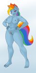  1:2 abs anthro blackbetty blue_body breasts equid equine female friendship_is_magic genitals hair hasbro horse mammal multicolored_hair my_little_pony nipples nude pegasus pony pussy rainbow_dash_(mlp) simple_background smile solo wings 