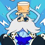 adventure_time ambiguous_gender animated avian bird bottomwear cartoon_network clothed clothing crown dessert digital_media_(artwork) discount-supervillain eating eating_food emaciated feral food gem group gunter_(adventure_time) hair headgear human ice_cream ice_king male mammal open_mouth penguin sharp_teeth simple_background teeth toony topwear