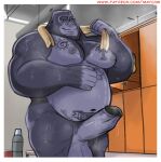anthro ape aroused aroused_face aroused_male aroused_smile balls barazoku bedroom_eyes belly belly_tattoo biceps big_balls big_belly big_muscles big_pecs big_penis black_body black_fur chest_tattoo cocky cocky_grin erection eyebrows flirting flirting_look flirting_with_viewer fur genitals gorilla grey_body grey_fur grin grinning_at_viewer gym gym_locker hand_on_belly haplorhine hi_res holding_belly inviting inviting_to_sex inviting_viewer locker_room looking_at_viewer looking_down looking_down_at_viewer low-angle_view male mammal manly mature_anthro mature_male maychin musclegut muscular muscular_anthro muscular_arms muscular_male muscular_thighs narrowed_eyes nipples nude nude_anthro nude_male offering_sex offering_to_viewer pecs penis presenting presenting_body presenting_penis primate seducing_viewer seductive showing_off_muscles smile smiling_at_viewer smirk smirking_at_viewer solo steam tattoo thick_arms thick_eyebrows thick_thighs towel towel_around_neck wet wet_body wet_fur yellow_eyes
