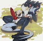 2025 3_heads animal_genitalia anthro big_penis black_body blush bodily_fluids butt claws daikai dragon duo erection european_mythology female feral fur genitals greek_mythology hi_res horn hydra kangaroo knot looking_pleasured macropod male male/female mammal marsupial multi_head mythological_creature mythological_scalie mythology nude open_mouth paws penis pool_toy scalie size_difference smile tail thick_thighs tongue white_body yamorio