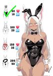  1girl ? alternate_costume animal_ear_hairband animal_ears ass_visible_through_thighs bare_shoulders bikini black_bow black_bowtie black_hairband black_leotard blush boku_no_hero_academia bow bowtie breasts checkmark cleavage closed_mouth commentary_request corrupted_twitter_file covered_abs covered_navel dark-skinned_female dark_skin dodonjo fake_animal_ears hairband highleg highleg_leotard highres large_breasts leotard like_and_retweet long_eyelashes long_hair looking_at_another mirko naked_ribbon parted_bangs playboy_bunny rabbit_ear_hairband rabbit_ears rabbit_girl red_eyes ribbon side-tie_leotard simple_background solo spanish_commentary strapless strapless_leotard swimsuit thick_thighs thigh_gap thighs toned toned_female twitter_username very_long_hair white_background white_hair white_wrist_cuffs wrist_cuffs 
