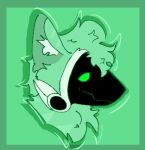  anthro fur green_background green_body green_eyes green_fur machine male protogen relaxed_expression simple_background 