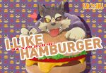  anthro beef black_body black_fur black_sclera burger canid canine canis cheese cover cover_art cover_page dairy_products domestic_dog english_text food fruit fur garmr japanese_text lifewonders male mammal meat one_eye_closed plant shooting_flat solo text tokyo_afterschool_summoners tomato tongue tongue_out wink yellow_eyes 