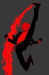  1boy attack belt clenched_hands clenched_teeth curly_eyebrows facial_hair full_body hair_over_one_eye hashtag-only_commentary highres leg_up looking_at_viewer male_focus mrjieshisu mustache one_piece sanji_(one_piece) short_hair simple_background solo suit teeth 