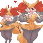  &lt;3 absurd_res anthro big_breasts black_body black_fur blush braixen breast_grab breasts canid canine cheek_tuft chest_tuft disembodied_hand exclamation_point eyelashes facial_tuft female fox fur generation_6_pokemon grope hand_on_breast hi_res huge_breasts mammal navel nintendo open_mouth orange_body orange_fur papsadachi pokemon pokemon_(species) red_eyes shoulder_tuft simple_background small_waist solo speech_bubble surprise thick_thighs tuft white_background white_body white_fur wide_hips 