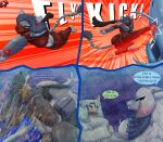 accessory ahoge amber_eyes anthro armor axe bangs barefoot battle battle_axe beard belt black_body black_fur black_nose blonde_hair blood blood_splatter blood_stain blue_body blue_eyes blue_hair blue_scales bodily_fluids bottomwear bovid bovine breasts brown_bottomwear brown_clothing brown_pants canid canine canis chest_tuft clenched_teeth clothing cloud clouded_leopard coat colored_blood colored_nails comic countershade_face countershade_torso countershading coyote dialogue dragon ear_piercing ear_ring electricity emerald_(gem) eye_scar facial_hair facial_scar fangs fantasy feet felid female feral fight fingerless_gloves fluffy fluffy_chest flying_kick freckles fur furgonomics gauntlets gem gloves green_clothing green_coat green_hair green_topwear grey_body grey_fur hair handwear headband heart_of_the_lands hi_res highlights_(coloring) holding_axe holding_battle_axe holding_melee_weapon holding_object holding_weapon horn horn_accessory hornband inner_ear_fluff ithaca_juneia kick lightning long_hair magic magic_user magnetism male mammal markings mask mature_male melee_weapon midair motion_lines muscular muscular_female muscular_male mythological_creature mythological_scalie mythology nails neck_tuft night oversized_sleeves pantherine pants pawpads piercing pink_pawpads purple_eyes raining red_background red_bottomwear red_clothing red_hair red_pants red_shirt red_topwear ring ring_piercing roseland_mingwei sabertooth_(anatomy) scales scalie scar scarf sea_monster sea_serpent shirt short_hair shoulder_pads simple_background sky spots spotted_markings story story_in_description stylish_apollo tail tail_accessory tailband talking_to_another tan_body tan_fur teeth tendrils text thunderstorm topwear true_buffalo tuft unusual_blood unusual_bodily_fluids water_buffalo weapon wearing_mask wheat wheat_in_mouth white_hair xander_dorwin yellow_blood zenchi_hasagami