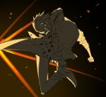  1boy attack chinese_commentary clenched_hands commentary_request embers highres jacket male_focus mrjieshisu one_piece profile sanji_(one_piece) shirt short_hair solo 