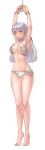  1girl absurdres alternate_breast_size areola_slip bangs blue_scarf blush bound breast_grab breasts closed_eyes clothes_on_floor clothes_removed commission covering covering_breasts dress fire_emblem fire_emblem:_radiant_dawn fire_emblem_heroes grabbing grey_hair groin hair_ribbon half_updo hazuki_(nyorosuke) highres large_breasts long_hair micaiah_(fire_emblem) official_alternate_costume panties print_panties restrained ribbon scarf simple_background skeb_commission skull_print sleeveless sleeveless_dress solo sweat sweatdrop topless underwear underwear_only white_background white_panties yellow_eyes 