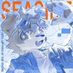 1:1 2025 anthro asenjian bandage bandage_on_face bandage_on_nose blue_clothing blue_jacket blue_topwear canid canine canis clothing cool_colors cover domestic_dog eyewear eyewear_on_head hi_res jacket looking_at_viewer magazine_cover male mammal open_mouth shirt solo sunglasses sunglasses_on_head topwear white_clothing white_shirt white_topwear