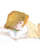  1girl book brown_hair commentary glasses haru_(nature_life) ichinose_minori open_book precure round_eyewear short_hair sleeping smile solo tropical-rouge!_precure 