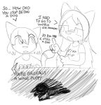  anthro black_and_white canid canine comic dialogue duo eye_contact felid female fox hima_nsfw himalaya_(hima_nsfw) humor instant_loss_2koma looking_at_another maha_(hima_nsfw) mammal monochrome pantherine sad sketch tiger 