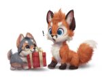  2022 ambiguous_gender box canid canine canis container daww digital_media_(artwork) duo exclamation_point feral fluffy fox fur gift mammal multicolored_body multicolored_fur quadruped silverfox5213 text url watermark wolf 