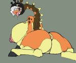  anthro anus big_breasts big_butt bodily_fluids breasts butt drooling farigiraf female fur generation_9_pokemon genitals hair hi_res huge_breasts hyper hyper_breasts imric1251 looking_at_viewer looking_back looking_pleasured mammal nintendo nipples nude open_mouth orange_body pokemon pokemon_(species) puffy_anus pussy saliva simple_background solo tongue white_hair 