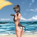  animal_humanoid beach canid canid_humanoid canine canine_humanoid canis clothed clothing domestic_dog female goulingtfs hi_res humanoid looking_at_viewer mammal mammal_humanoid open_mouth seaside solo species_transformation transformation were werecanid werecanine 