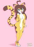  absurd_res blep blush felid female furry genitals hi_res katsurokurosaki mammal pantherine pussy tiger tongue tongue_out 
