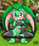  3_fingers anal anal_penetration anthro balls brown_eyes clothed clothing dildo dildo_in_ass dildo_insertion dildo_sitting fan_character fingers fur genitals girly gloves green_body green_fur green_hair hair handwear hi_res lagomorph legwear leporid long_ears looking_at_viewer male male/male mammal masturbation object_in_ass open_mouth partially_clothed pau_the_rabbit penetration penis rabbit rabbit_ears scut_tail sega sex_toy sex_toy_in_ass sex_toy_insertion short_tail sirjzau small_penis solo sonic_the_hedgehog_(series) spread_legs spreading surprised_expression tail 