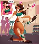 abs absurd_res anthro anthro_focus aroused athletic athletic_female athletic_human big_feet big_tail blush bottle bra breast_expansion breasts brown_hair bulge claws clothing container drinking ear_piercing ear_ring expansion feet female female_focus foot_expansion genitals group growth gym hair hi_res huge_thighs human human_to_anthro kangaroo macropod male mammal marsupial piercing pouch_(anatomy) public public_exposure ring_piercing sidecut solo_focus species_transformation sports_bra tail tail_growth tenting thick_tail thick_thighs thigh_expansion toe_claws transformation trio underwear unidentified-tf vulva