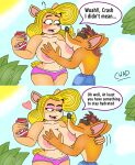  activision anthro bandicoot beverage_can big_breasts blonde_hair breast_play breast_suck breastfeeding breasts chadartist99 clothed clothing crash_bandicoot crash_bandicoot_(series) duo female fluffy fluffy_tail fur green_eyes hair hi_res humanoid male male/female mammal marsupial orange_body orange_fur question_mark romantic romantic_couple size_difference sucking tail tawna_bandicoot topless topless_female 