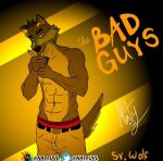  anthro black_nose bottomwear brown_body brown_fur canid canine canis clothed clothing dreamworks fur male mammal mr._wolf_(the_bad_guys) nat_uvl pants solo the_bad_guys topless topless_anthro topless_male wolf 
