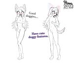  absurd_res anthro black_and_white blush breasts canid canine canis covering covering_self domestic_dog fox genitals gynomorph hi_res hima_nsfw himalaya_(hima_nsfw) intersex mammal monochrome penis sketch solo tail transformation 