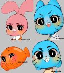  anais_watterson anthro blue_fur cartoon_network darwin_watterson daughter domestic_cat eyes_closed family felid feline felis female fish fur goldfish grey_background group gumball_watterson hug lagomorph male mammal marine mature_female mother mother_and_child mother_and_daughter mother_and_son nicole_watterson open_mouth parent parent_and_child parent_and_daughter parent_and_son pink_fur rabbit simple_background son teeth the_amazing_world_of_gumball whiskers wrynegade_(artist) young 