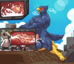  anthro avian blue_body bodily_fluids city cum cum_inside erection excessive_cum excessive_genital_fluids eyes_closed facility falco_lombardi flooding genital_fluids genitals happyending hi_res internal kneeling macro male mountain nintendo orgasm penetration penile penis penis_milking solo star_fox tunnel worship 