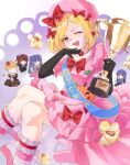  5girls ;d ato_(xhs_1146936331) bead_necklace beads beatrice_(umineko) beret black_dress black_gloves black_shirt blonde_hair blue_eyes blue_sash bow chibi chibi_inset chinese_commentary chinese_text closed_eyes commentary_request dress dress_bow elbow_gloves fang food frederica_bernkastel frilled_dress frilled_sleeves frills furudo_erika gloves hand_on_own_chin hat heic-to-png_conversion highres holding holding_smoking_pipe holding_trophy jack-o'-lantern jewelry jitome juliet_sleeves lambdadelta long_sleeves lossy-lossless md5_mismatch multiple_girls necklace one_eye_closed pink_bow pink_dress pink_hat popcorn puffy_sleeves purple_bow purple_eyes purple_hair red_bow red_eyes red_hair sash shirt skirt smile smoking_pipe socks striped_clothes striped_socks trophy twintails u_u umineko_no_naku_koro_ni ushiromiya_ange white_skirt 