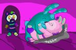  2019 abby_hatcher_(series) aghast anthro bo_(abby_hatcher) bozzly cuckold cuddling female fuzzly hi_res interrupted kissing linkina male male/female mo_(abby_hatcher) motion_lines pillow 