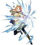  1girl arrow_(projectile) bangs boots etie_(fire_emblem) fire_emblem fire_emblem_engage fire_emblem_heroes full_body green_eyes hair_ornament highres knee_boots long_hair long_sleeves midriff navel non-web_source official_art orange_hair pantyhose quiver skirt solo stomach transparent_background 