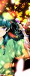  1girl bug butterfly chinese_clothes commentary_request freckles green_eyes hair_down highres kusuriya_no_hitorigoto long_hair looking_at_viewer maomao_(kusuriya_no_hitorigoto) purple_eyes sengoku_chidori solo 
