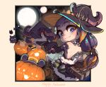  1girl adapted_costume alternate_costume alternate_hairstyle backless_dress backless_outfit bangs bare_shoulders black_hair blunt_bangs bridal_gauntlets broom broom_riding chibi closed_mouth commentary detached_sleeves dress english_commentary gradient_hair grey_eyes halloween hat hololive jack-o&#039;-lantern kuran472e long_hair low-tied_long_hair median_furrow multicolored_hair ninomae_ina&#039;nis official_alternate_hair_length official_alternate_hairstyle orange_hair pumpkin shoulder_blades sidelocks sitting smile solo takodachi_(ninomae_ina&#039;nis) tentacle_hair virtual_youtuber witch witch_hat 