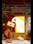  absurdly_detailed_composition animal animal_focus bird commentary dove egg envelope flower highres holding holding_envelope ink_stamp ivytea loaded_interior mail morning_glory nest original pigeon post_office postbox_(outgoing_mail) surreal what 