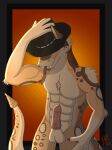 anthro barnkatarts bethesda_softworks canid canine canis clothing cowboy cowboy_hat coyote erection fallout hat headgear headwear hi_res male mammal muscular night_stalker_(fallout) nude pit_viper purplefloyd rattlesnake reptile scalie snake solo tongue viper 