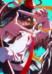  1girl absurdres black_hair black_wings commentary_request feathered_wings hat highres kawaso1002 looking_at_viewer medium_hair one_eye_closed pom_pom_(clothes) red_hat shameimaru_aya shirt solo tengu tokin_hat touhou white_shirt wings 