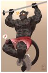 abs absurd_res anthro aroused aroused_male athletic_wear barazoku biceps big_muscles big_pecs black_body black_clothing black_fingerless_gloves black_fur black_gloves black_handwear blush blush_lines bodily_fluids bottomwear clothed clothing dripping embarrassed embarrassed_expression embarrassed_horny embarrassed_male erection exercise exercise_clothes exercise_clothing exercise_equipment felid feline fingerless_gloves footwear fur genital_fluids genitals gloves grey_body grey_fur gym gym_bottomwear gym_shorts handwear heart_symbol hi_res leaking_precum male mammal manly markings muscular muscular_anthro muscular_arms muscular_male muscular_thighs nelldemon nipples pantherine pecs penis penis_poking_out precum precum_drip precum_from_penis precum_string public public_erection pull_up_bar red_bottomwear red_clothing red_shorts shoes shorts sneakers solo spots spotted_body spotted_fur spotted_markings sweat sweatdrop sweaty_body sweaty_face tail thick_arms thick_thighs topless topless_anthro topless_male vein veiny_penis wardrobe_malfunction white_clothing white_footwear white_shoes white_sneakers workout workout_clothing workout_equipment workout_gloves workout_outfit yellow_eyes