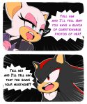  2023 anthro bat breasts chocomilkamy clothing comic dialogue duo english_text eulipotyphlan eyeshadow female hedgehog hi_res makeup male mammal open_mouth rouge_the_bat sega shadow_the_hedgehog sonic_the_hedgehog_(series) speech_bubble text tuft 