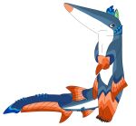 acipenseriform anthro aquatic blue_body brown_eyes casual_nudity chinese_paddlefish fin fish hi_res long_snout male multicolored_body nude paddlefish recently_extinct_species scales seabreeze629 seabreeze_gladius_(seabreeze629) snout