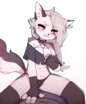  2023 anthro anthro_focus blush breasts camel_toe canid canid_demon clothed clothing crayon_(artist) demon digital_media_(artwork) duo female female_anthro female_focus fur genital_outline hair hellhound helluva_boss hi_res kemono looking_at_viewer loona_(helluva_boss) mammal pussy_outline solo_focus 