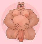  2022 anthro areola balls bear belly biped blush flaccid gabgbb genitals heart_box hi_res looking_away male mammal musclegut navel nipples nude penis smile solo 