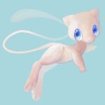 animal_focus artist_name blue_background blue_eyes commentary floating from_side full_body highres looking_to_the_side mew no_humans pokemon pokemon_(creature) shia_(shi12_poke) signature simple_background sketch solo 