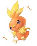  animal_focus artist_name black_eyes commentary english_commentary full_body happy highres no_humans notice_lines open_mouth pokemon pokemon_(creature) shia_(shi12_poke) signature simple_background smile solo torchic white_background 