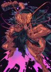  1boy antennae black_background black_robe bug chitin cleaver cockroach curse cursed_spirit_(jujutsu_kaisen) extra_arms extra_eyes festering_life_sword highres holding holding_cleaver holding_machete jujutsu_kaisen kurourushi_(jujutsu_kaisen) machete mudra nameno92372763 no_humans robe solo splatter standing teeth 