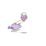  1:1 2026 2d_animation ^w^ ambiguous_gender animated balloon carrying_another ditto_(pokemon) drifloon duo feet feral frame_by_frame generation_1_pokemon generation_4_pokemon inflatable nintendo pokemon pokemon_(species) purple_body shadow signature simple_background smile swinging tontaro watermark white_background white_body yellow_feet 