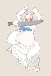 2026 anthro areola_outline big_breasts blade blue_bow bow_ribbon breasts clothing costume curvy_figure cutlery digital_drawing_(artwork) digital_media_(artwork) eyelashes female female_anthro fingers five_nights_at_freddy's front_view full-length_portrait holding_knife holding_object kitchen_knife kitchen_utensils knife lagomorph leporid long_ears mammal nsfwoaf portrait rabbit red_eyes scottgames seam_(sewing) simple_background solo stitch_(sewing) thick_thighs tools vanny_(fnaf) voluptuous voluptuous_anthro voluptuous_female whiskers