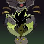  1other blank_eyes dusknoir ghost giving_up_the_ghost gradient_background green_background pokemon pokemon_(creature) red_eyes saboteri_(savot) yellow_eyes 